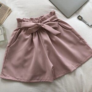 yesstyle pink high waisted tie shorts | womens shorts bottoms